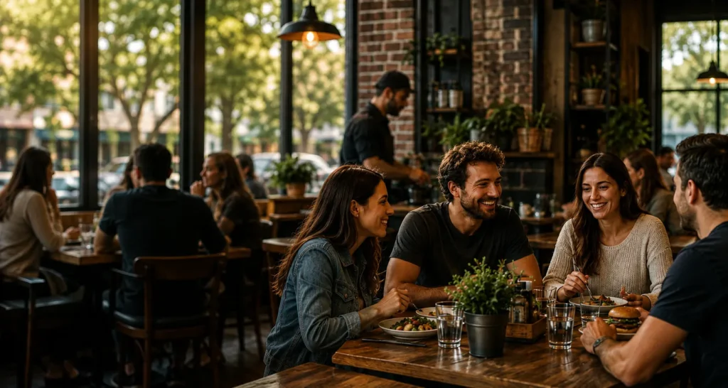 Lively Café Gathering with Friends