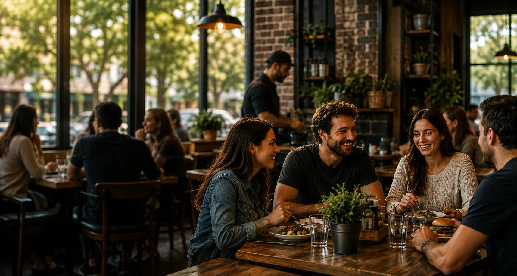 Lively Café Gathering with Friends
